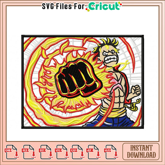 Dynamic Embroidery Design of Fiery Fist Power