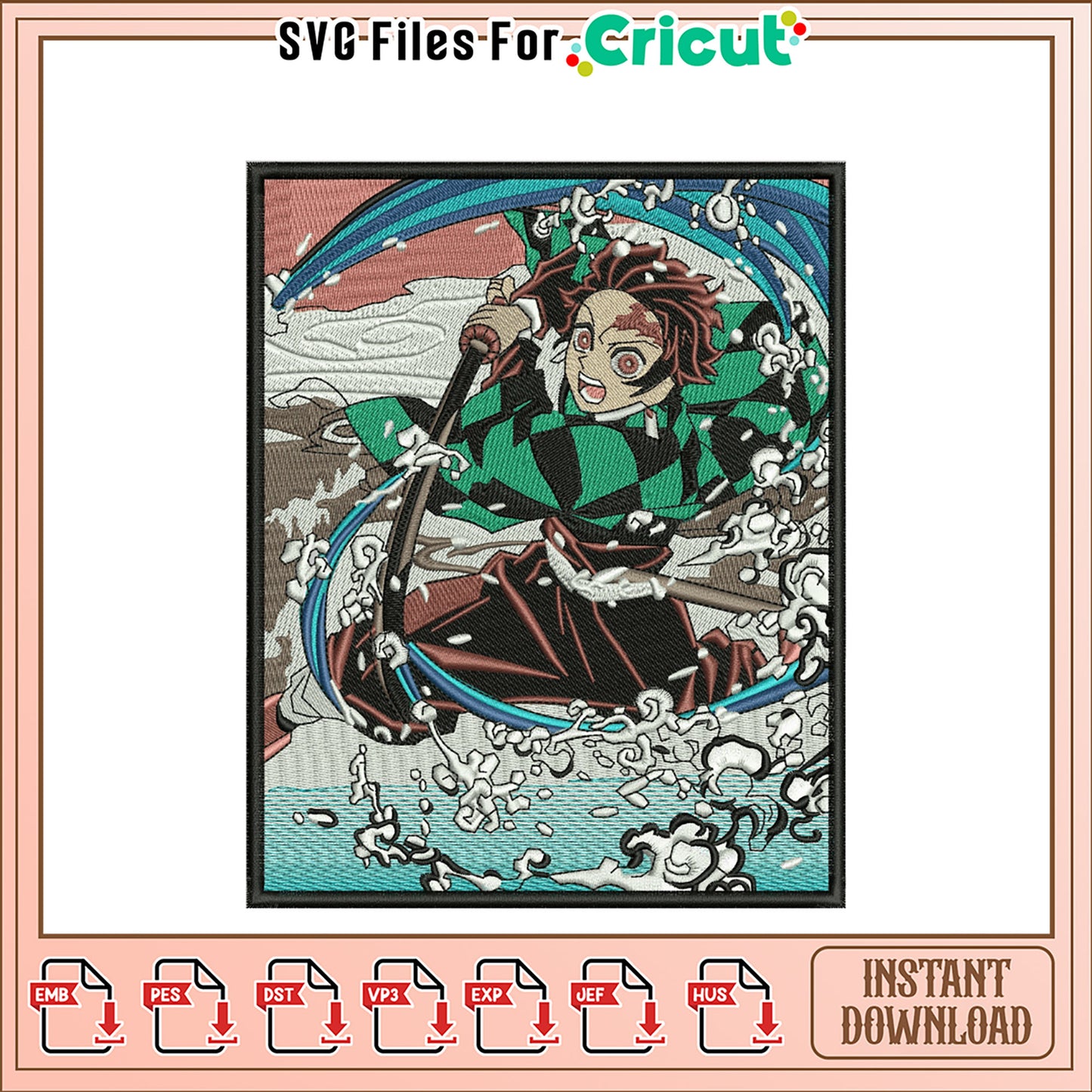 Dynamic Embroidery Design of a Water Warrior Artwork