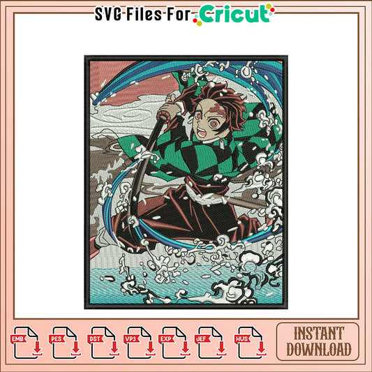 Dynamic Embroidery Design of a Water Warrior Artwork