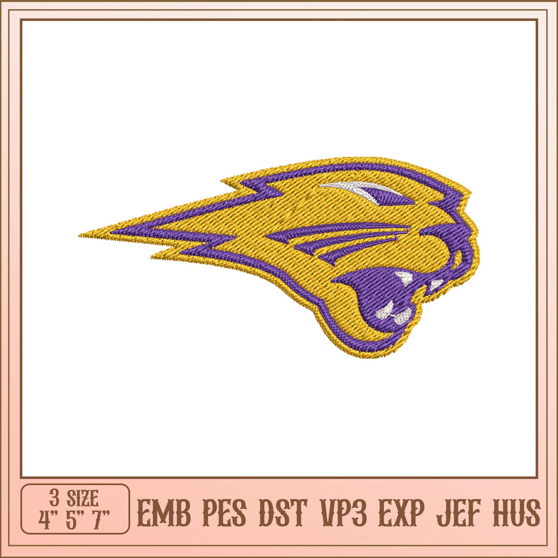 Dynamic Panther Embroidery Design in Three Sizes for Projects