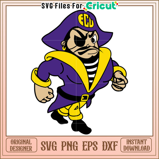 ECU Pirate Mascot SVG for Cricut, perfect for crafts and creative projects