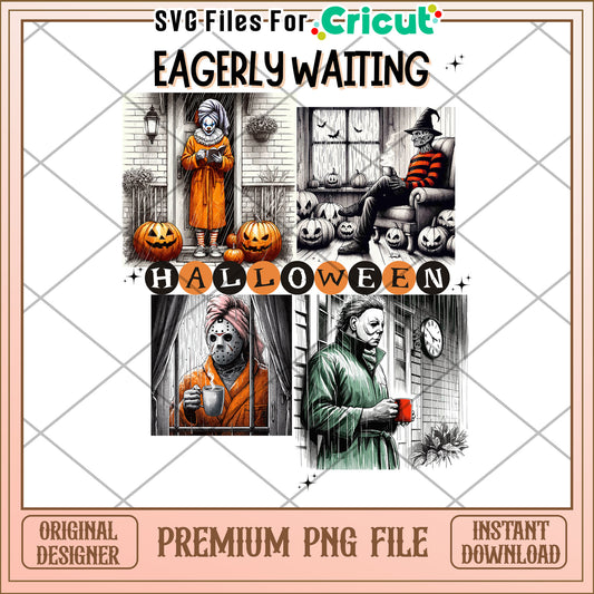 Eagerly waiting halloween png, spooky halloween​ png, halloween killers png