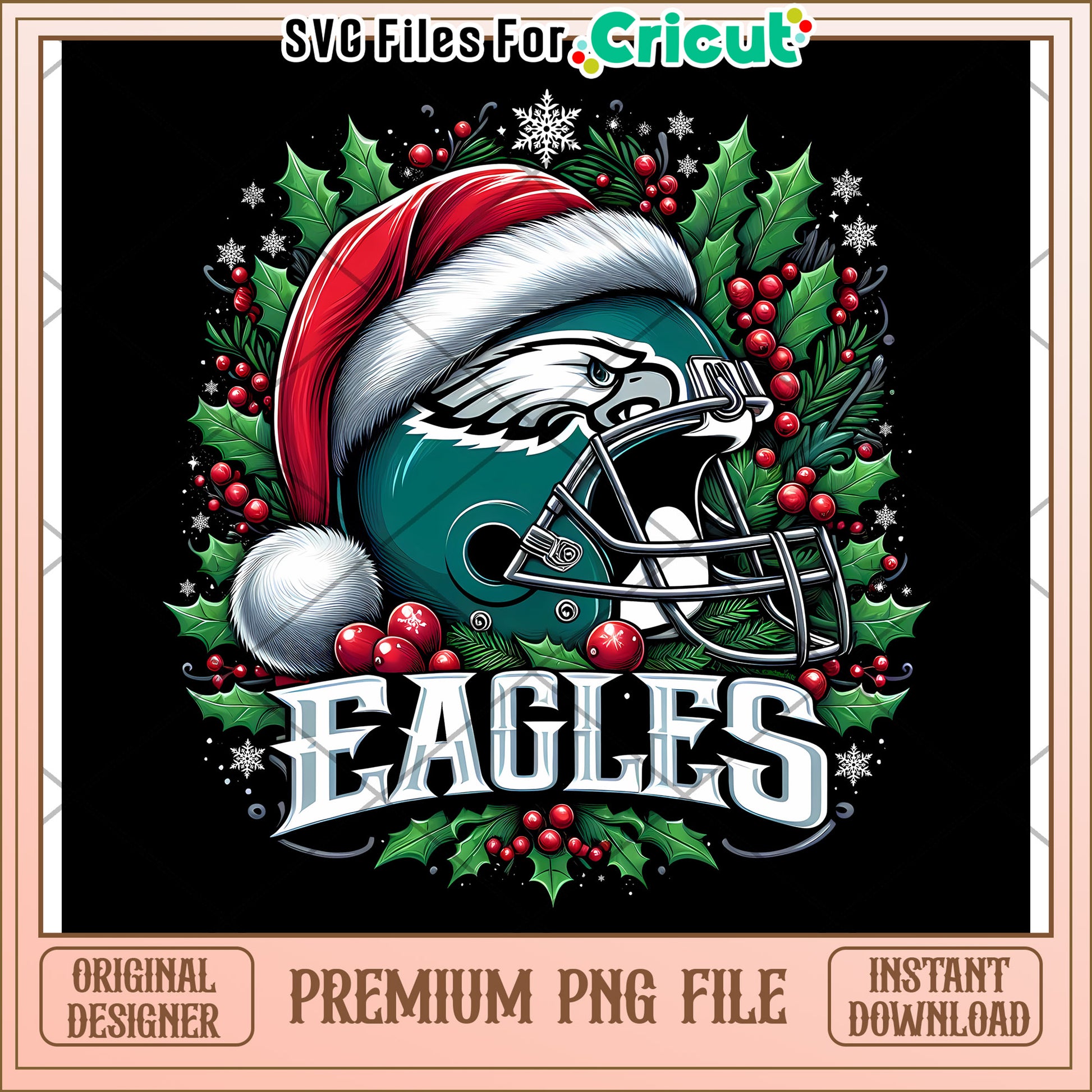 Eagles Christmas PNG design, perfect for holiday crafts and gifts