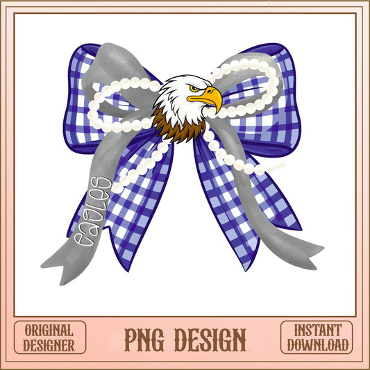 Eagles Bow PNG, Coquette Pearl Mascot PNG, Game Day PNG