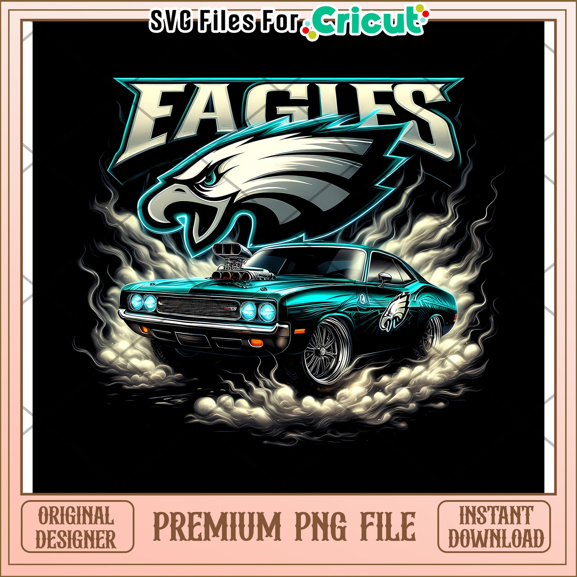 Eagles car design PNG file for Cricut, unique artwork download available