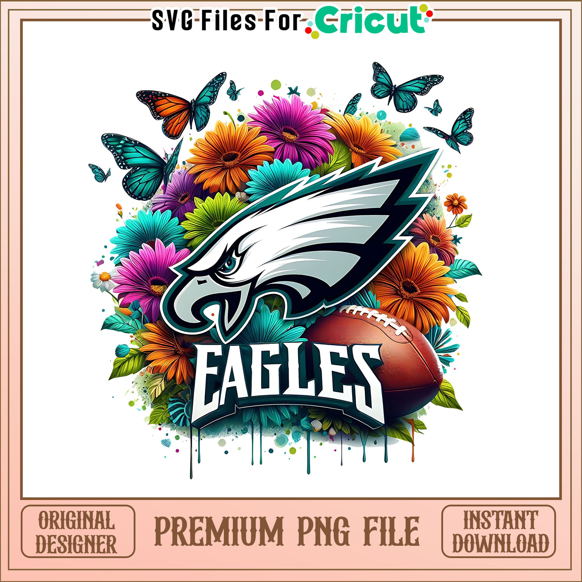 Eagles logo vintage flower png, Cincinnati Bengals png, NFL png