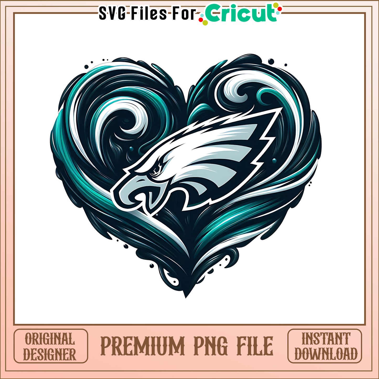 Eagles logo vintage heart png, Philadelphia Eagles png, NFL png