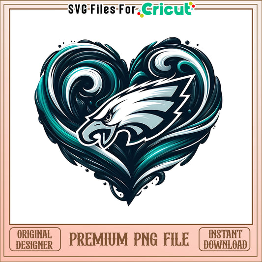 Eagles logo vintage heart png, Philadelphia Eagles png, NFL png