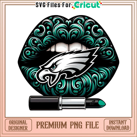 Eagles vintage lips design png, Philadelphia Eagles png, NFL png