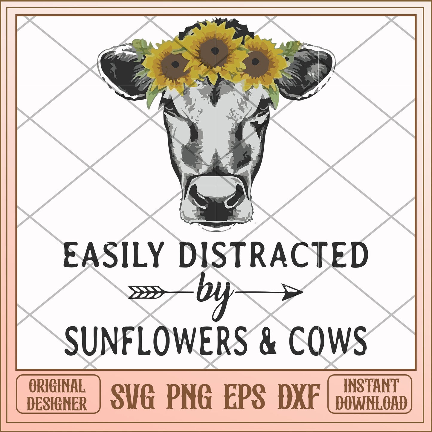 Easily distracted by sunflowers & cows svg, distracted svg, funny svg
