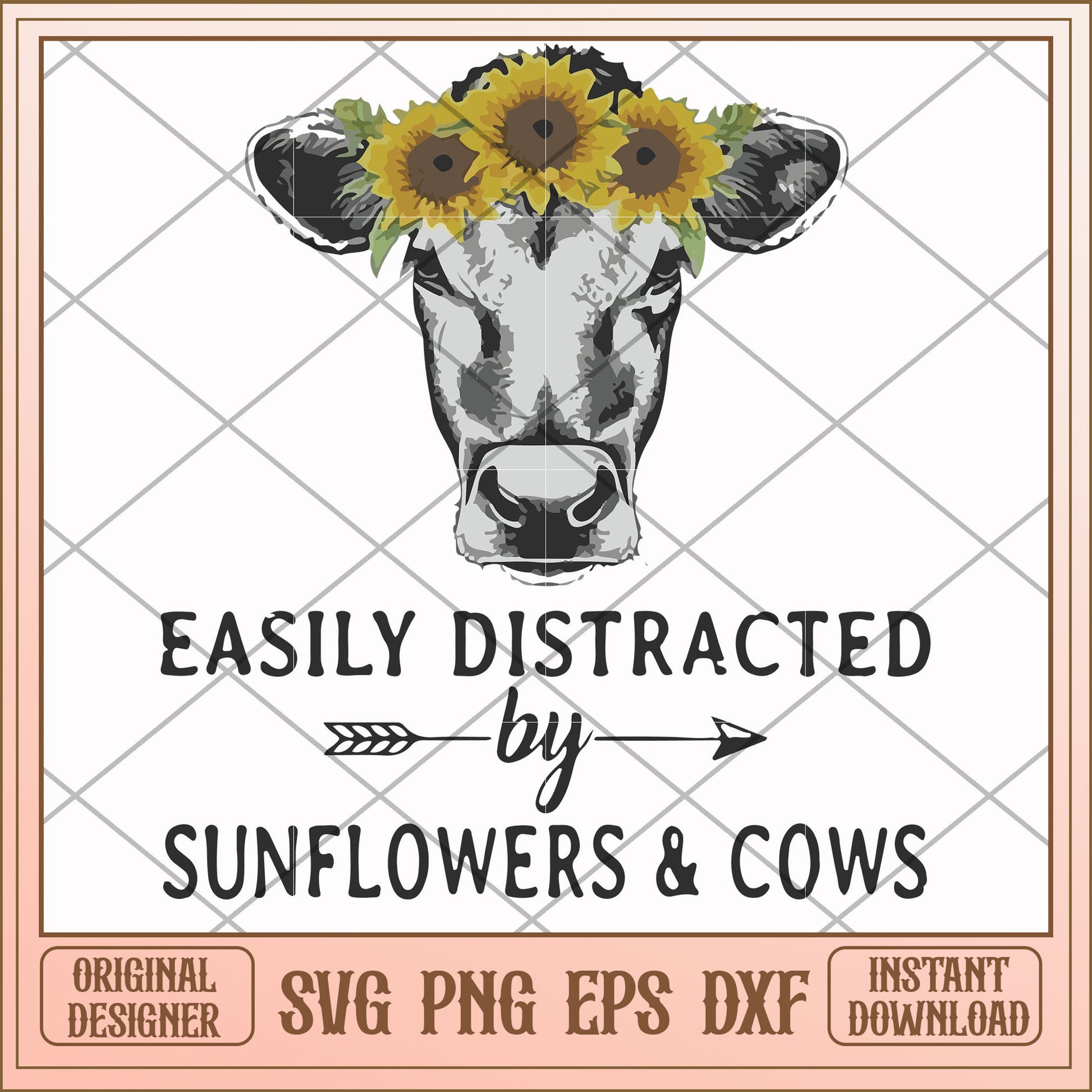 Easily distracted by sunflowers & cows svg, distracted svg, funny svg