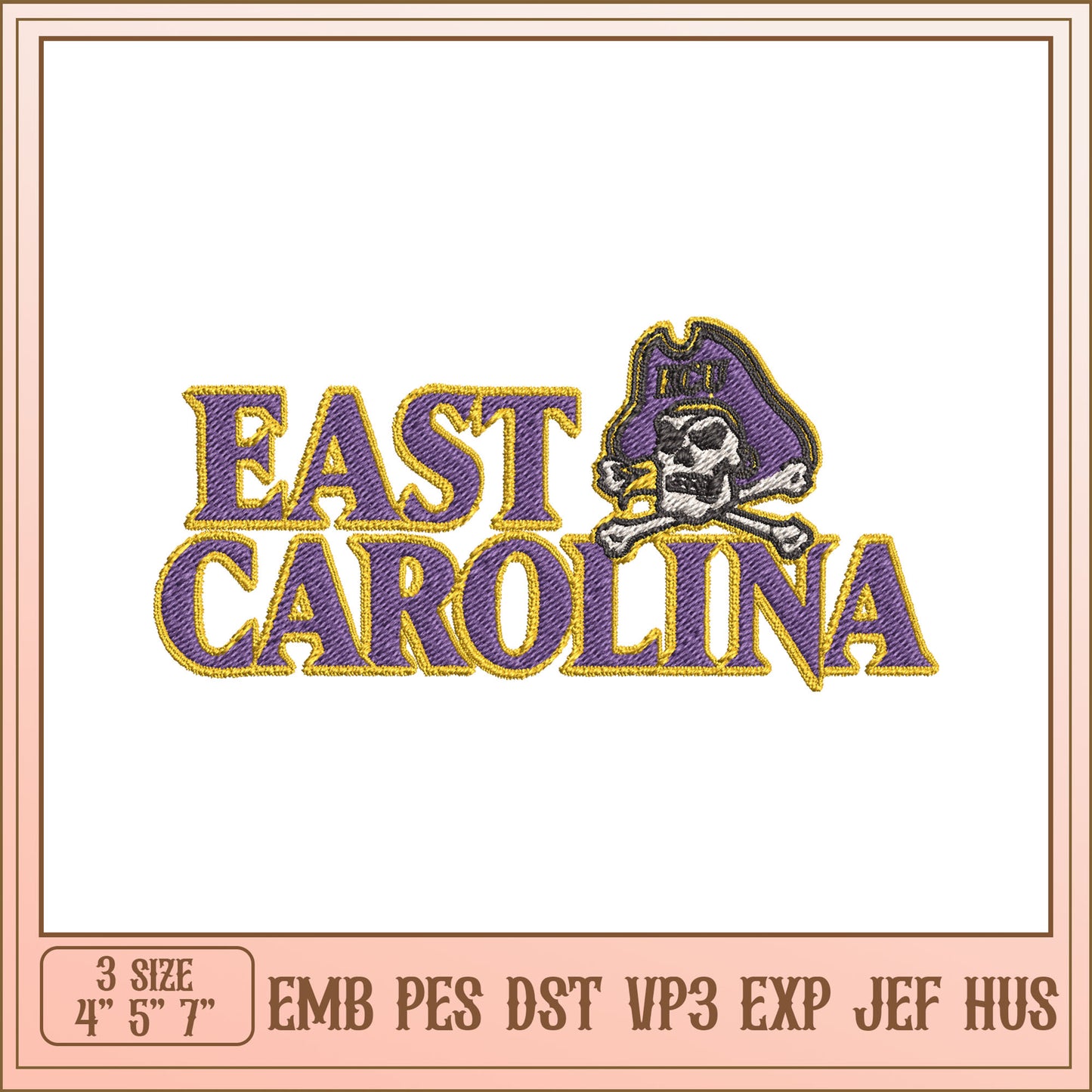 East Carolina Pirate Embroidery Design