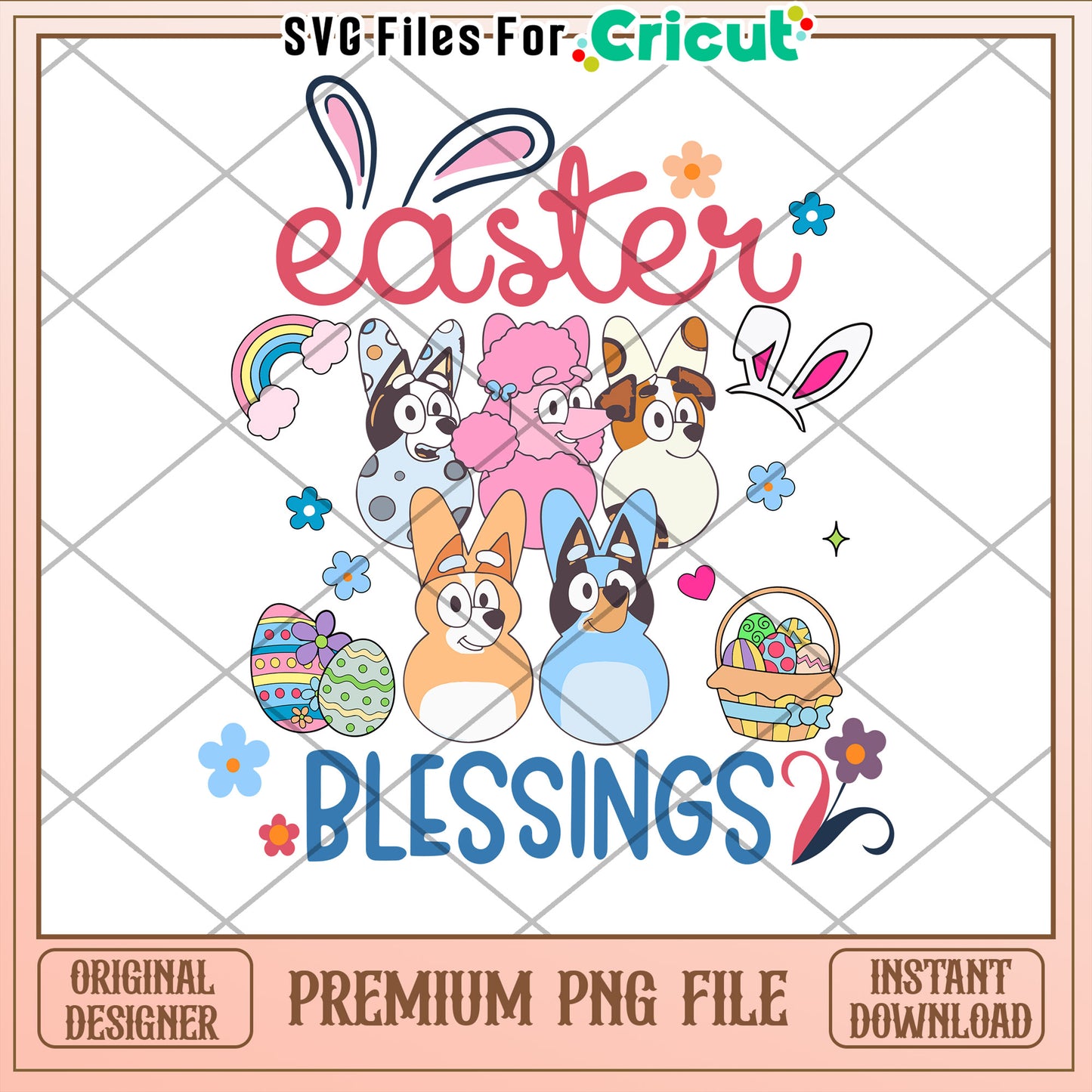 Easter Blessings Puppy PNG Design