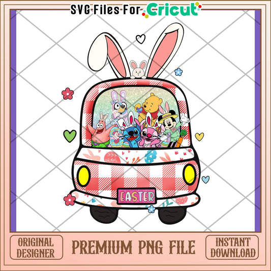 Easter Bunny Car PNG Sublimation