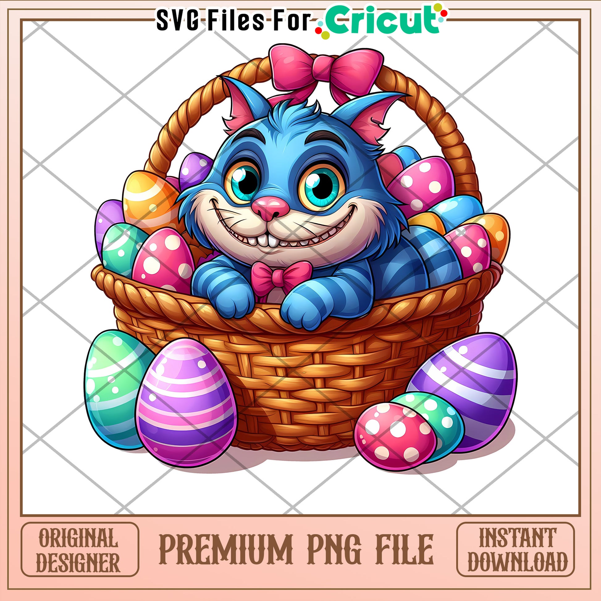 Easter Cat PNG Cute Bunny Basket Design