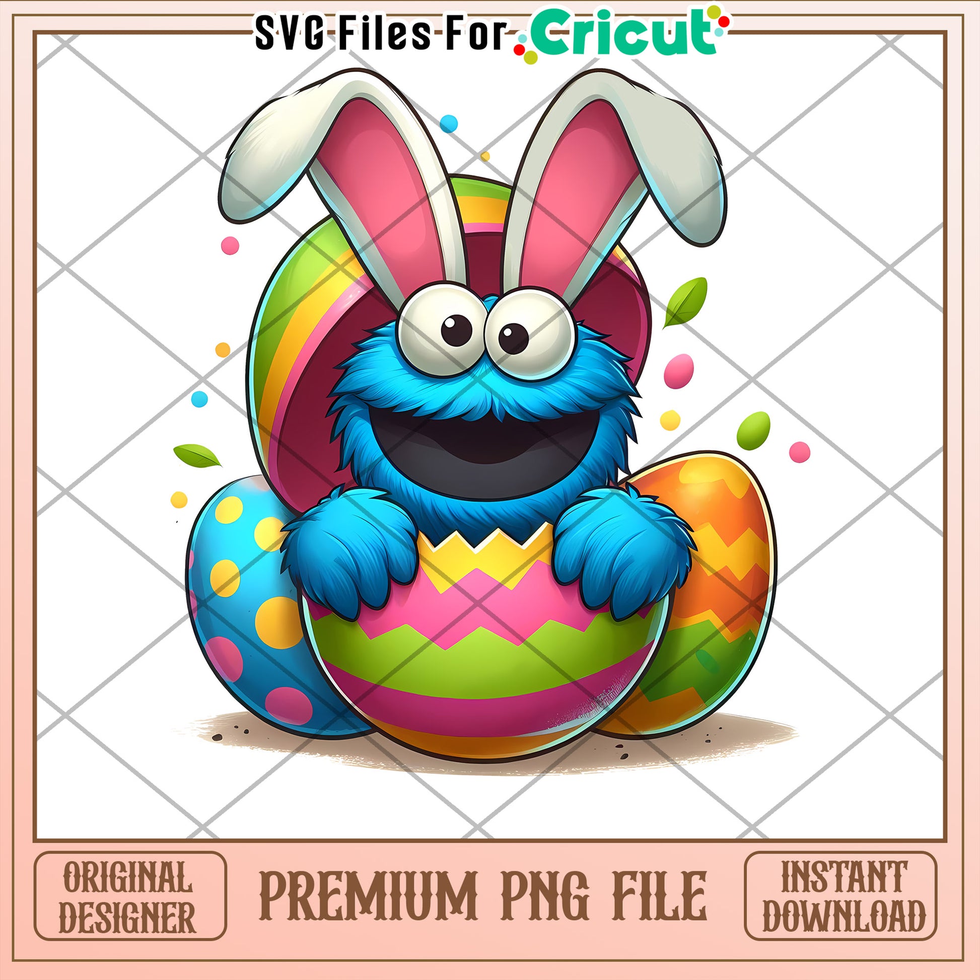 Easter Cookie Monster PNG Cricut File