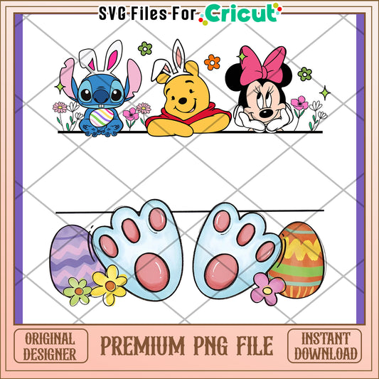 Easter Disney PNG Stitch, Winnie, Minnie