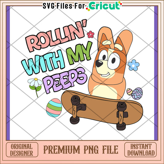 Easter Dog Skateboarding PNG Design