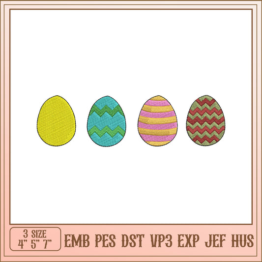 Easter Egg Embroidery Designs 4x7 Inch