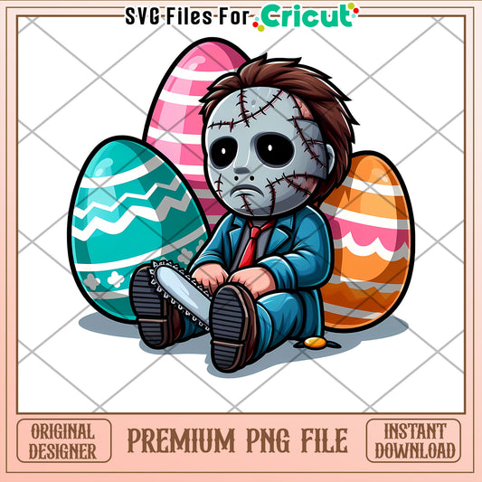Easter Horror PNG Leatherface Egg Design