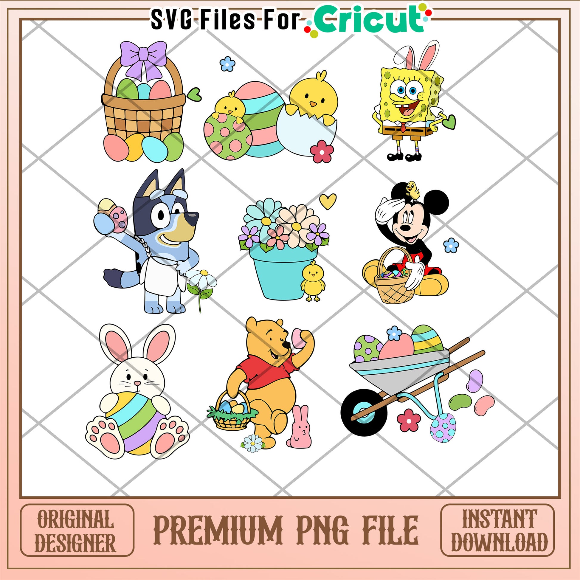 Easter PNG Bundle Cute Characters Cricut