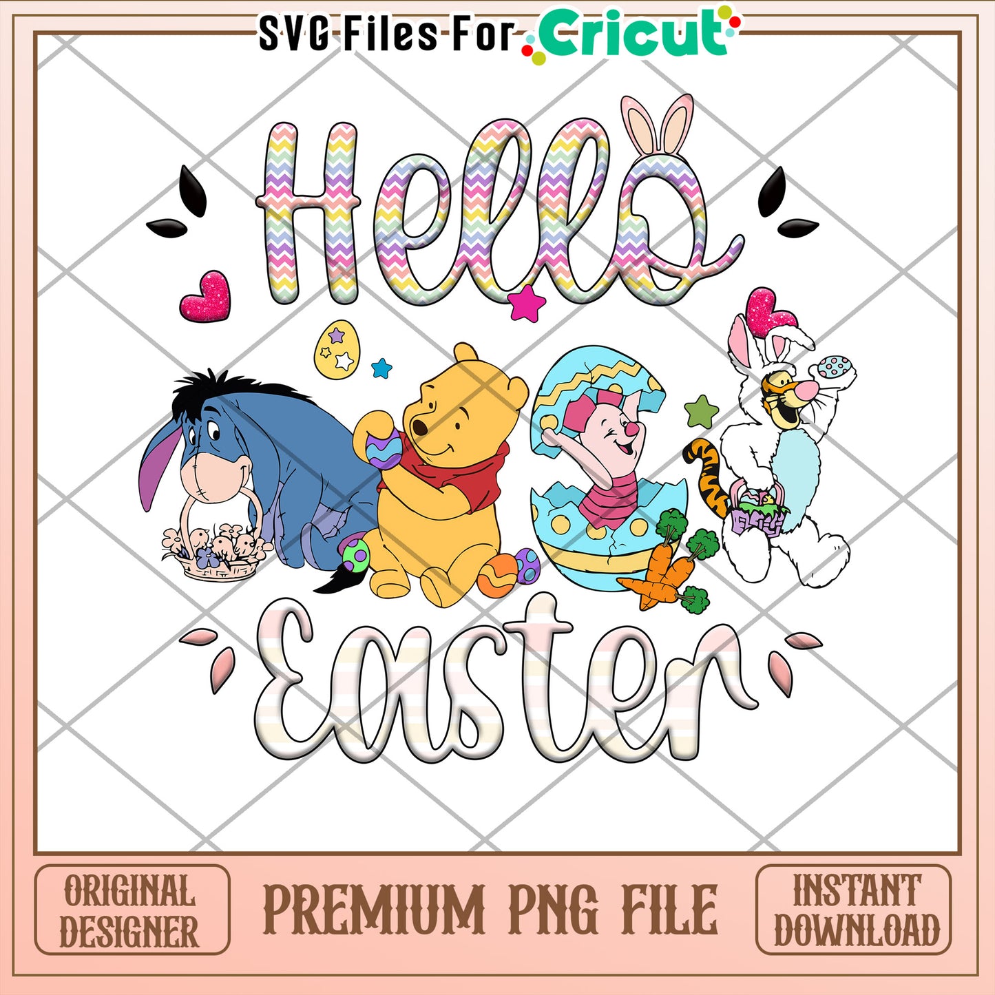 Easter PNG File with Winnie the Pooh and Friends Design