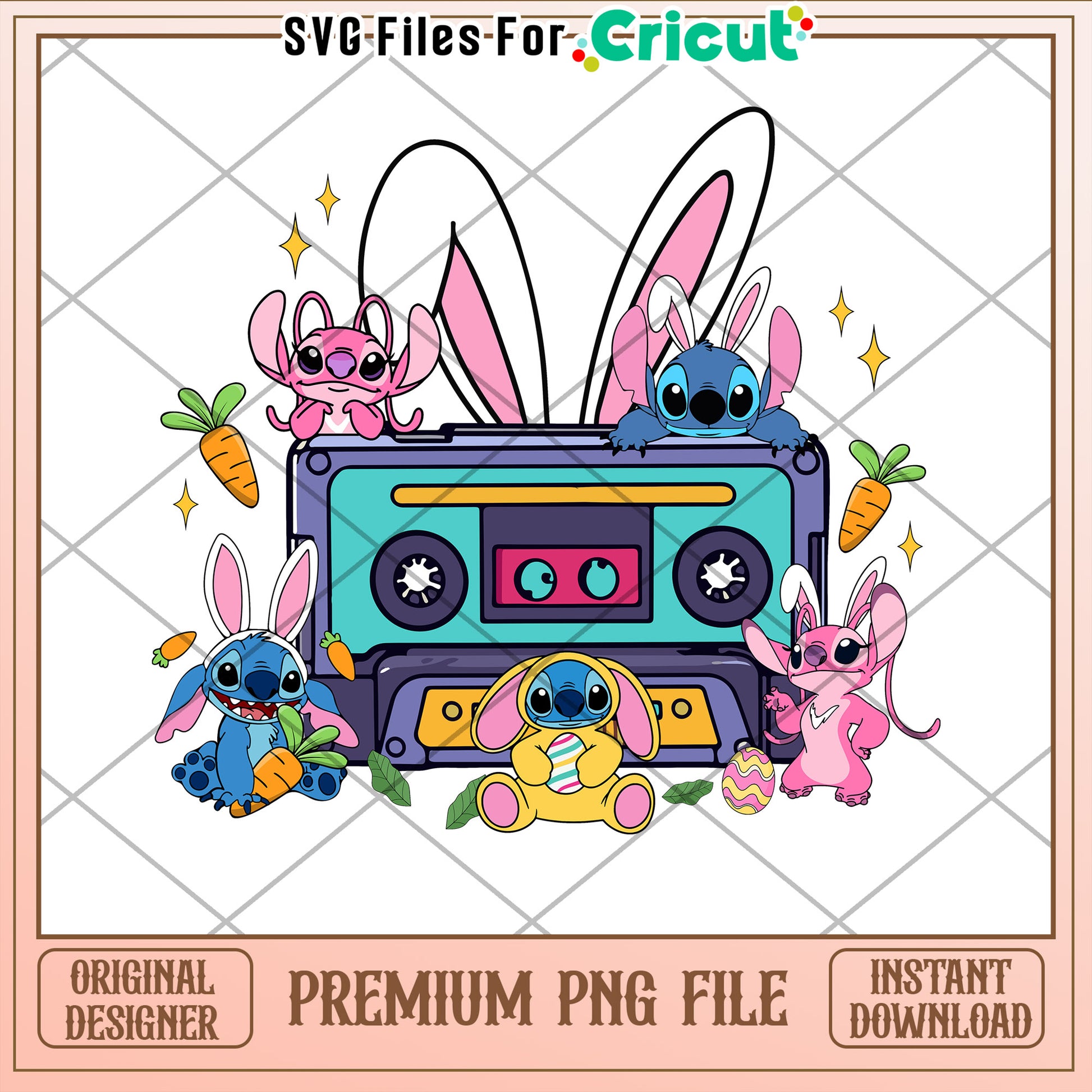 Easter Stitch Bunny Cassette PNG