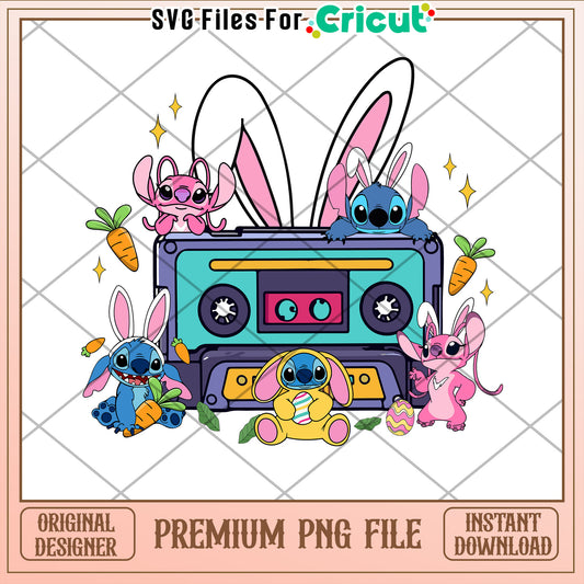 Easter Stitch Bunny Cassette PNG