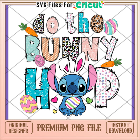 Easter Stitch Bunny Hop PNG Design