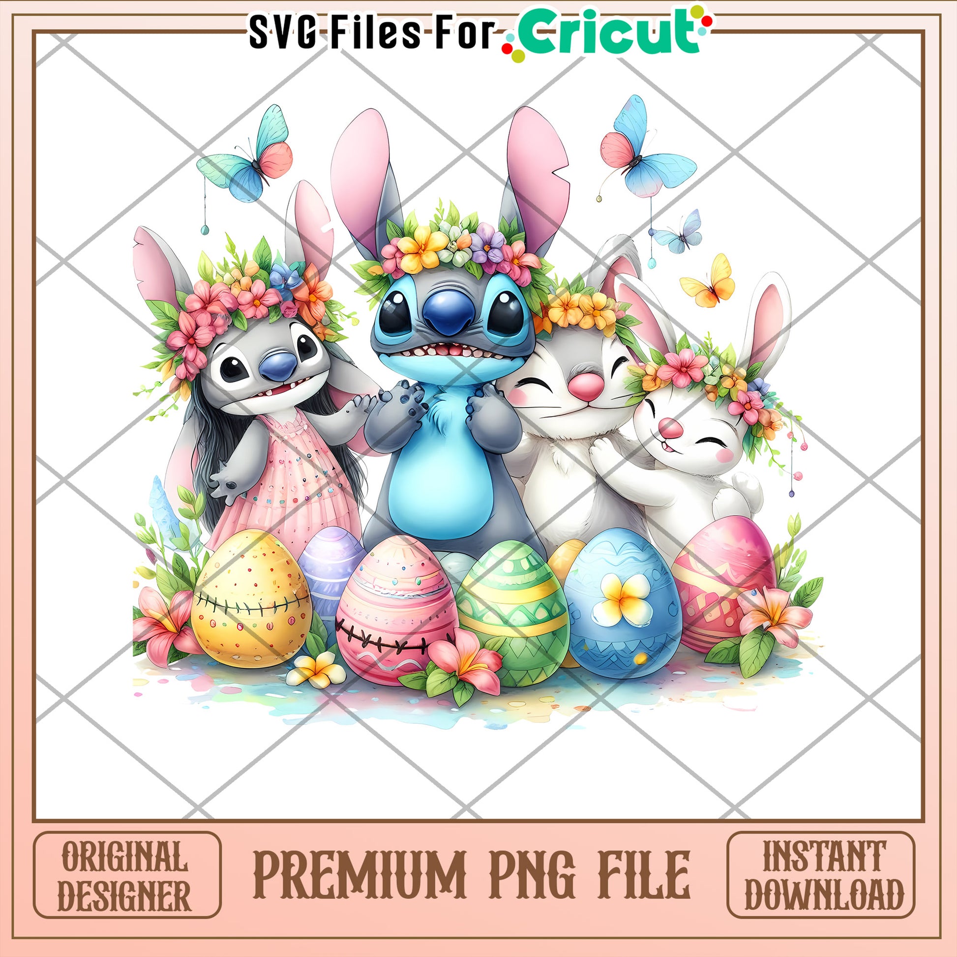 Easter Stitch Bunny PNG Sublimation