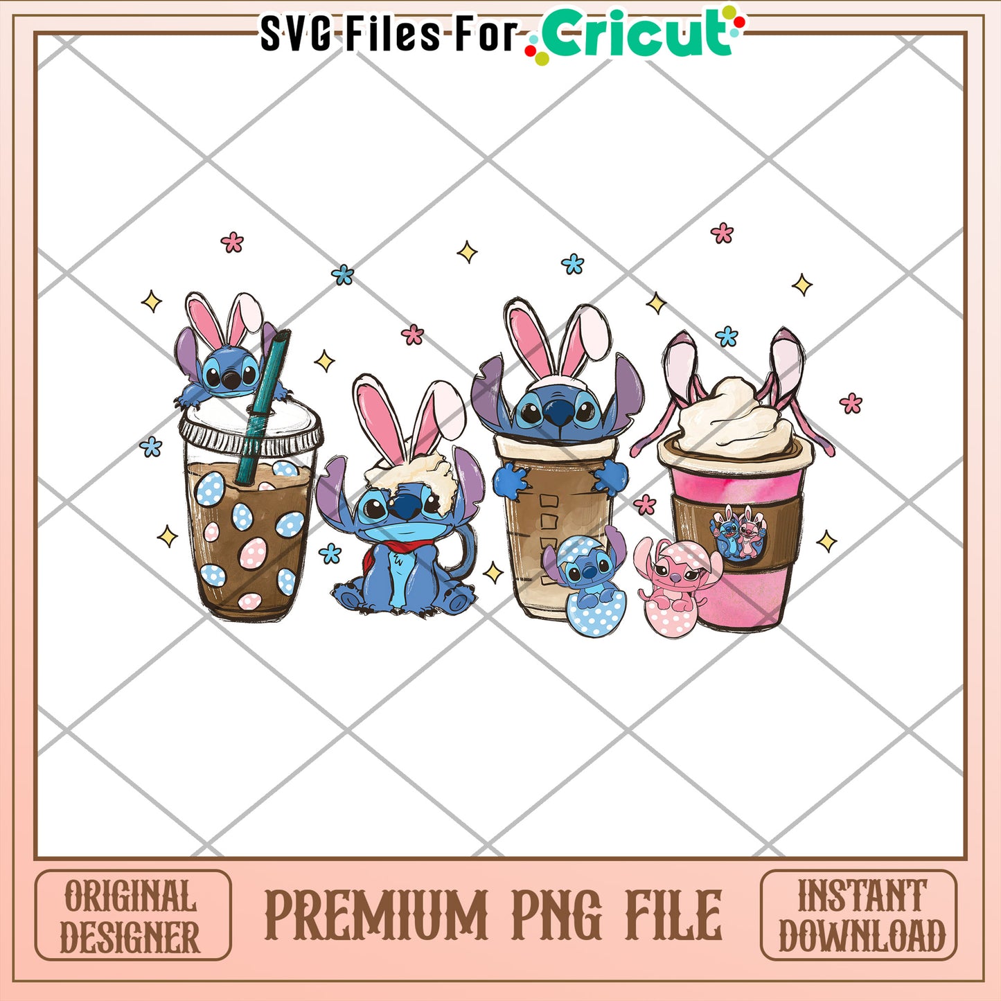 Easter Stitch Coffee PNG Cricut File