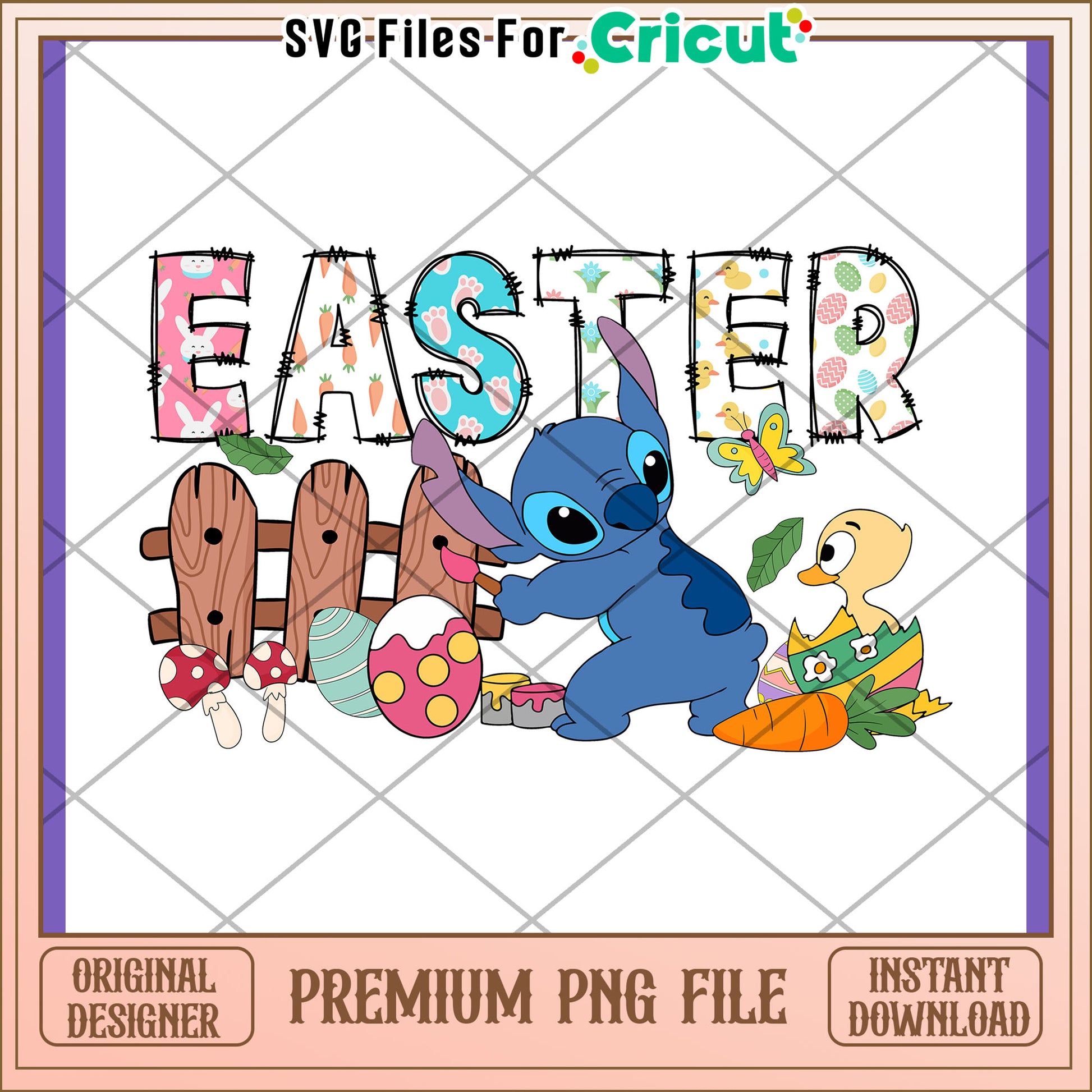 Easter Stitch PNG Design Instant Download
