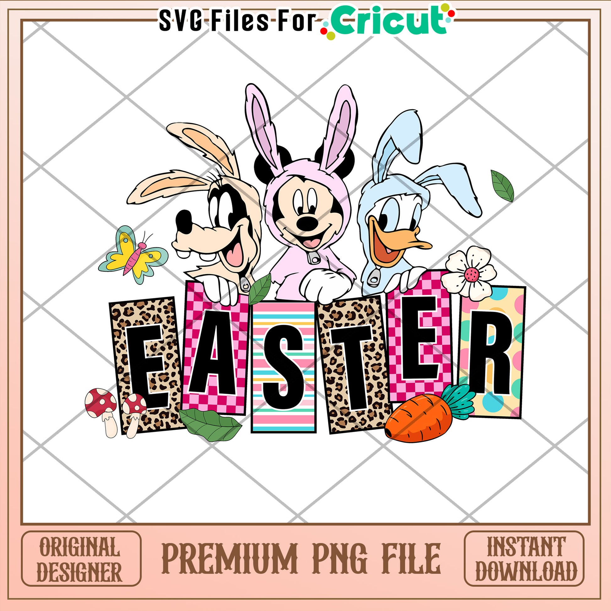 Easter Themed PNG File for Cricut Cute Bunny Design