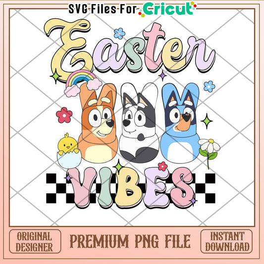 Easter Vibes PNG Bluey Bunny Design