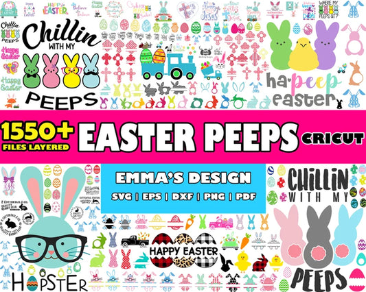 Chillin with my peeps bundle svg, easter peeps​ svg, happy easter​ svg