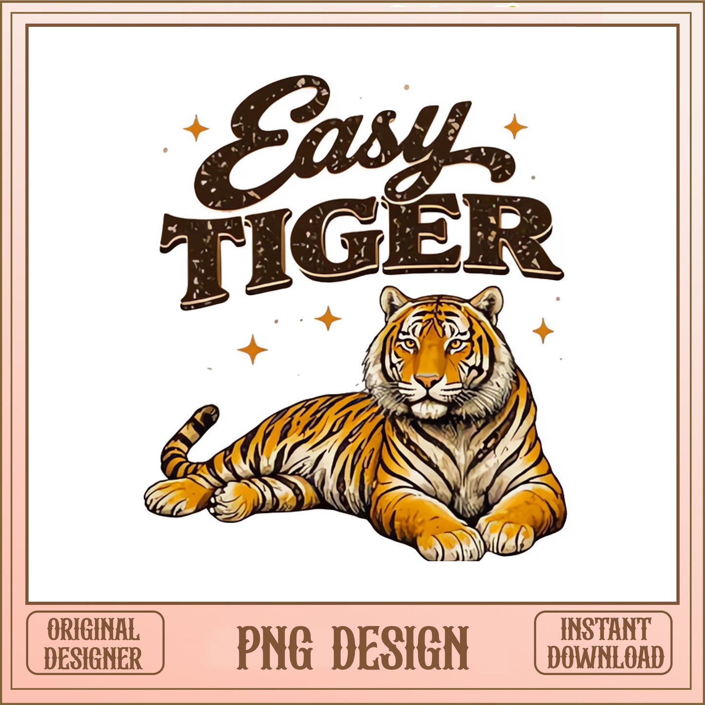 Easy Tiger PNG, Retro Tiger Shirt Design, Wild Animal PNG