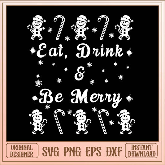 Eat drink & be merry svg, Christmas gold quotes svg bundle