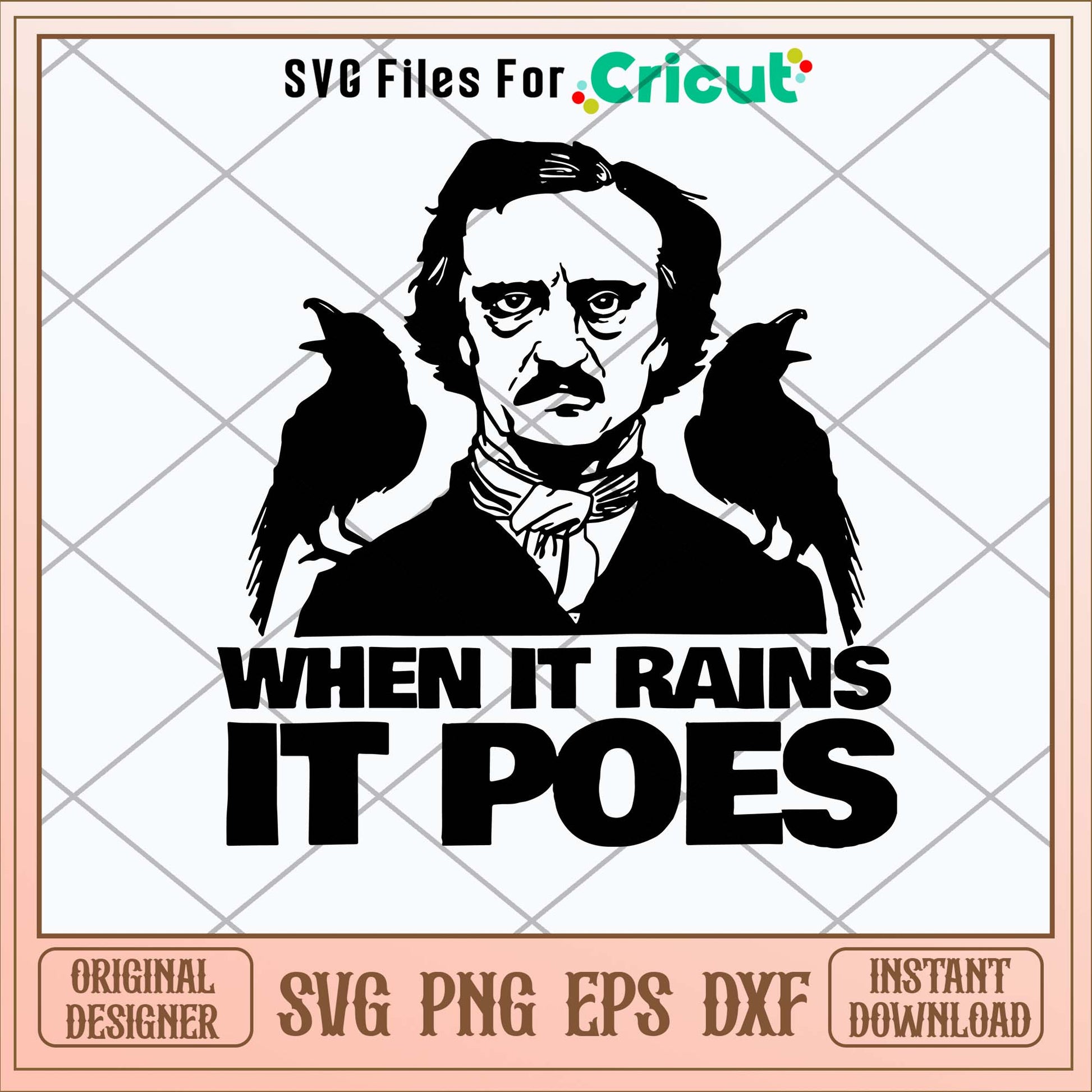 Edgar Allan Poe Raglan Crow When It Rains Svg