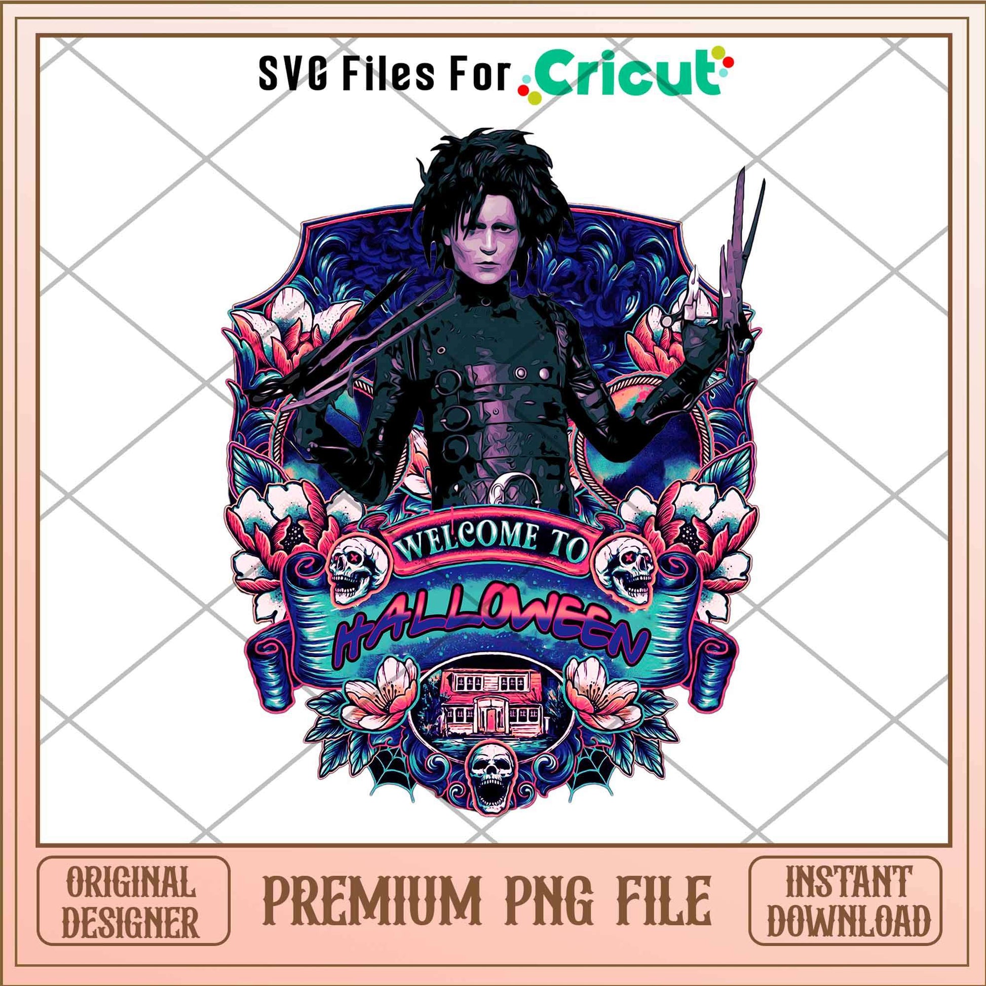 Edward Scissorhands Halloween png, Horror characters png, Digital Download