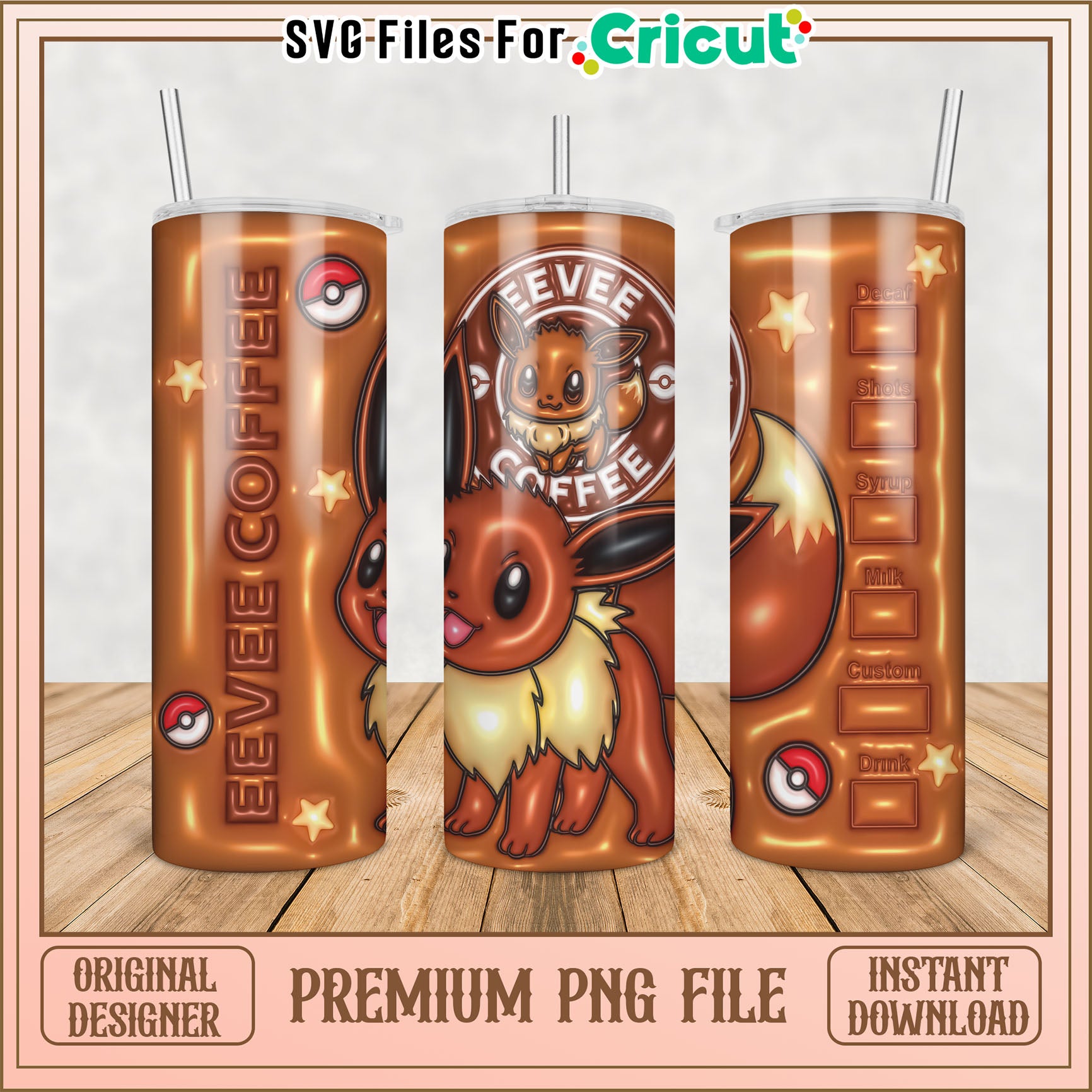 Eevee Coffee Tumbler PNG Design