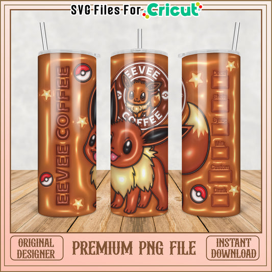 Eevee Coffee Tumbler PNG Design Perfect for Cricut Projects