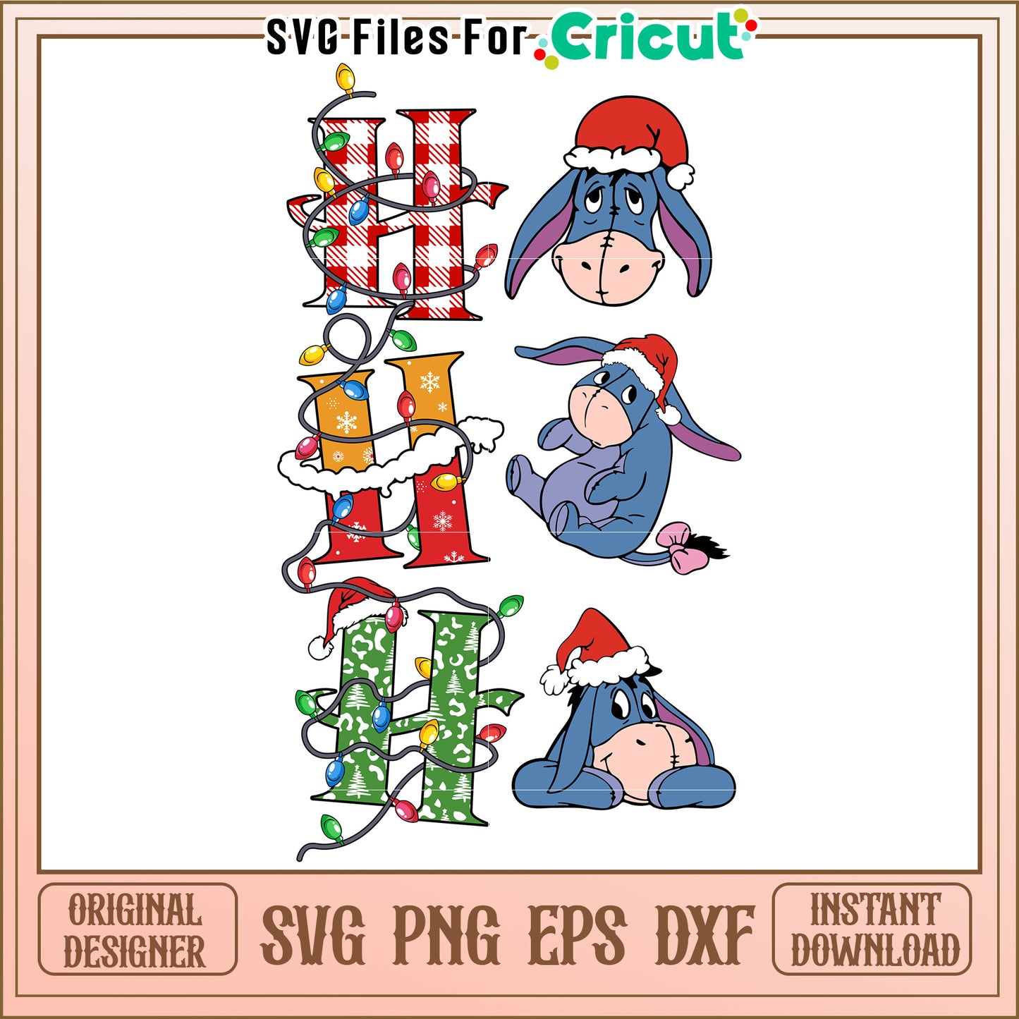 Eeyore Christmas SVG Design Instant Download