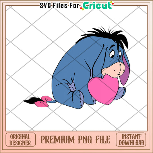 Eeyore PNG Valentines Cricut Design