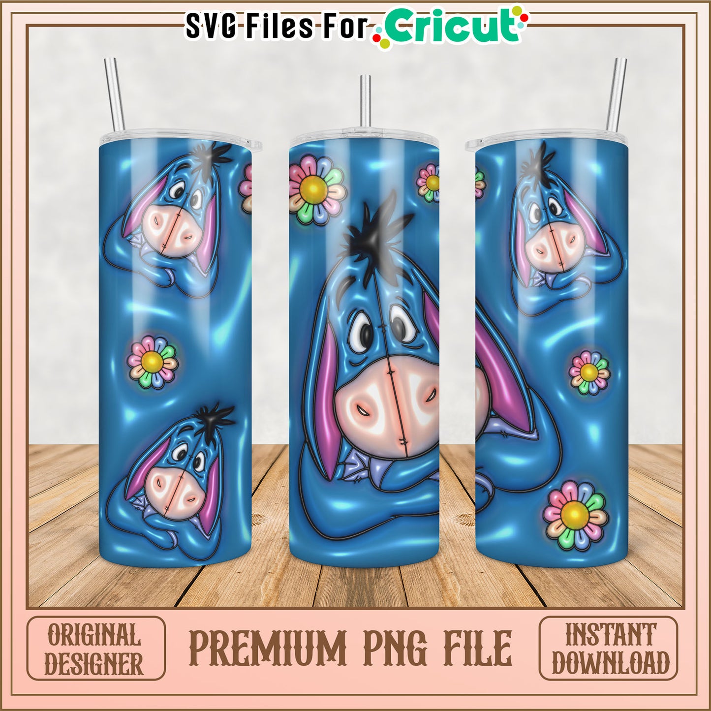 Eeyore Tumbler PNG Sublimation Design