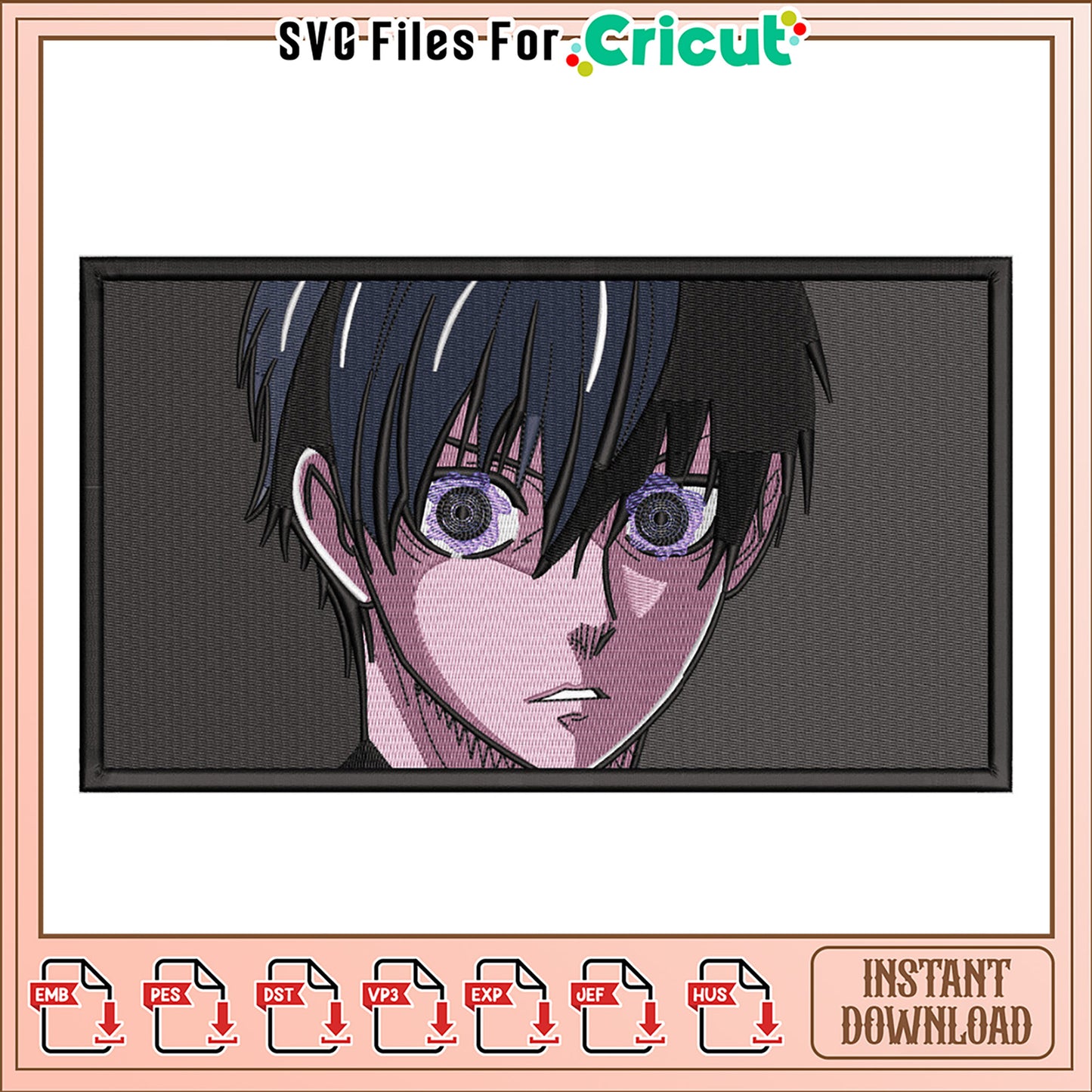 Elegant Anime Character Embroidery Design Download