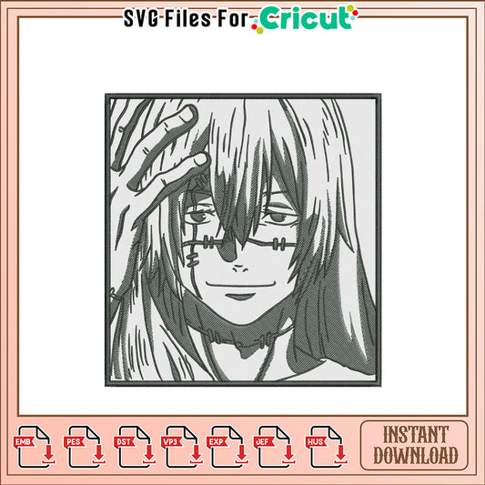 Elegant Anime Character Embroidery Design Downloadable File