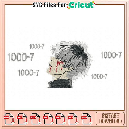 Elegant Anime Embroidery Design Instant Download File  