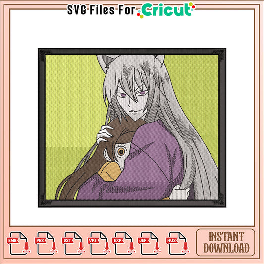 Elegant Embroidery Design with Mysterious Character Art