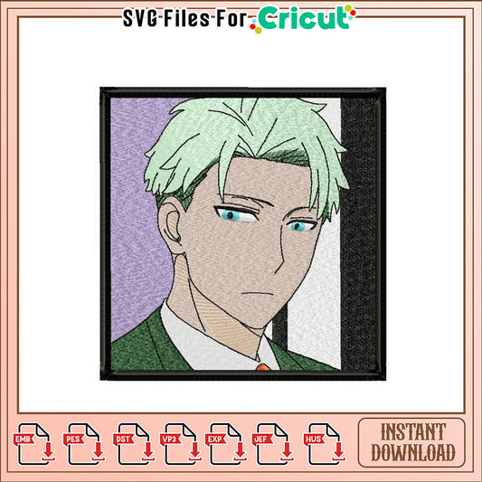 Elegant Green Haired Character Embroidery Design File