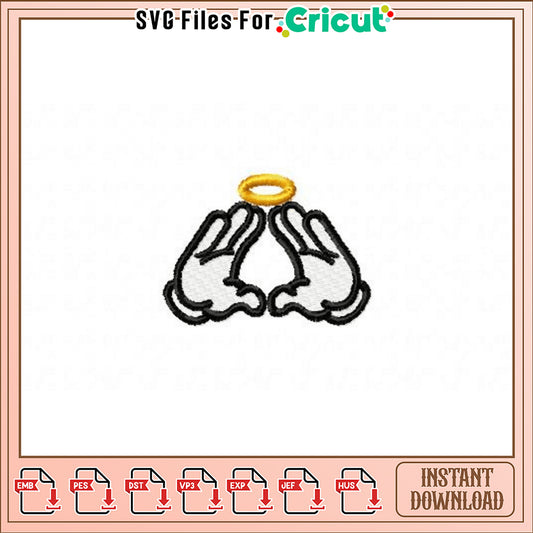 Elegant Praying Hands with Halo Embroidery Design Gift